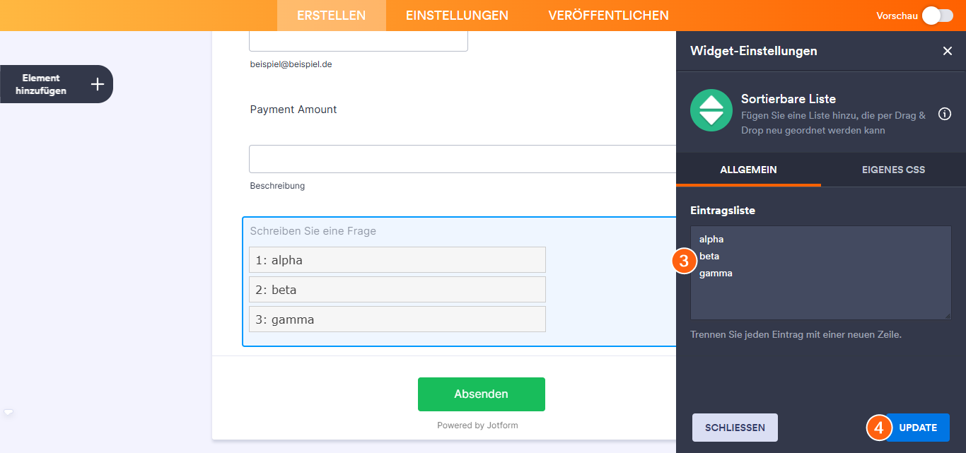 Wie Sie eine Ranking-Frage in ein Formular einfügen Image-3