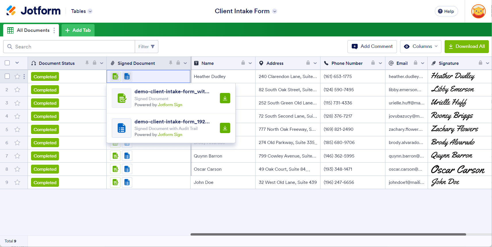 Signed Documents in Jotform Tables Screenshot 10