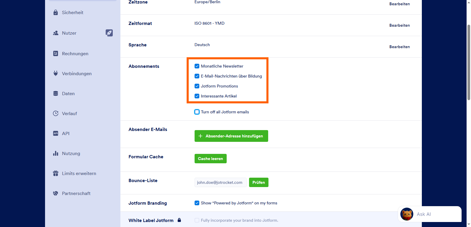 Wie Sie den Newsletter von Jotform abonnieren oder abbestellen Image-2