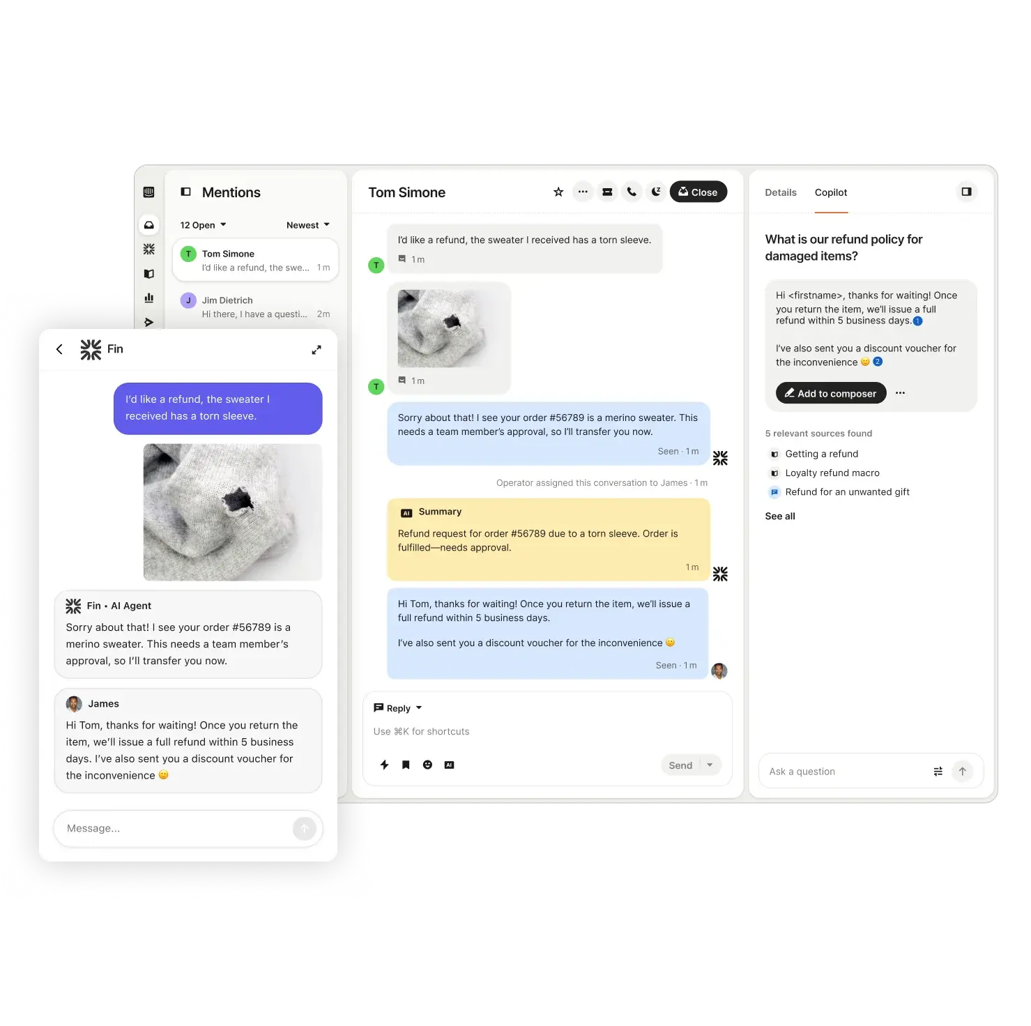 Intercom Fin's User Interface