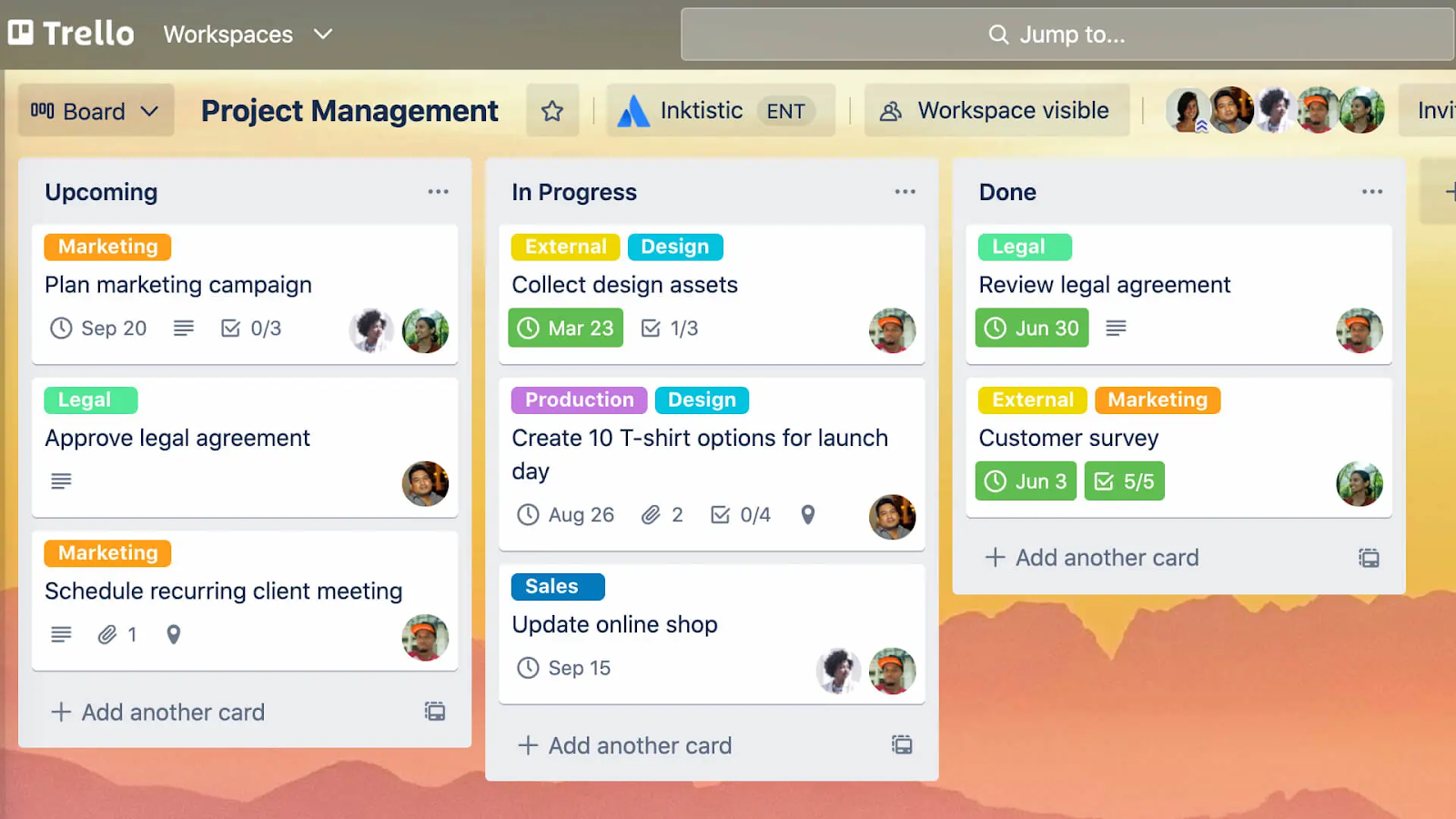 Screenshot of a Trello Board