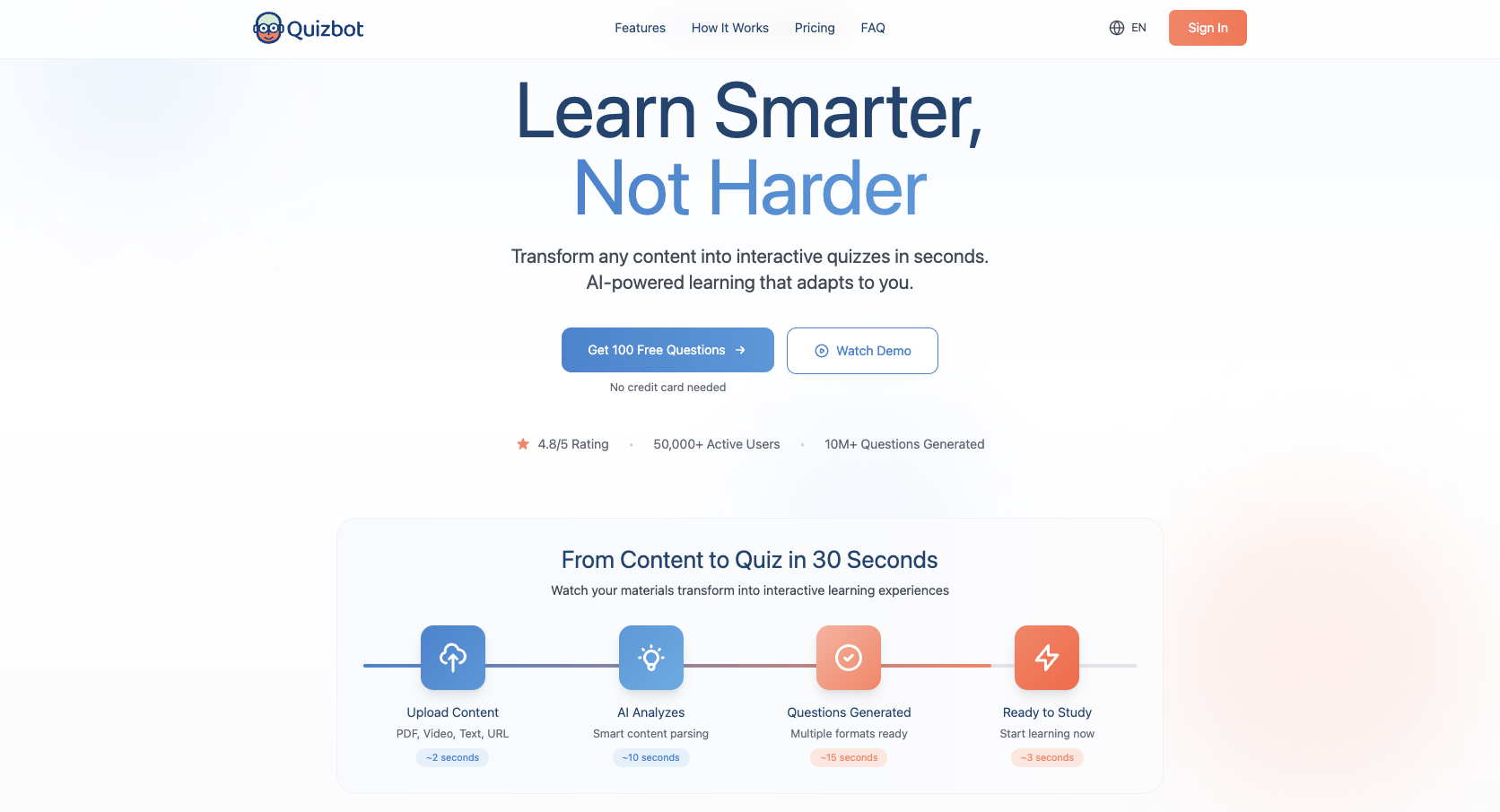 Quizbot Landing Page