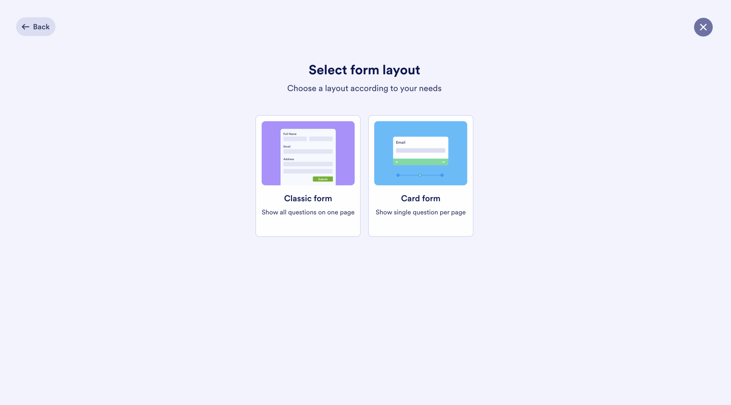 Viewing the form layouts