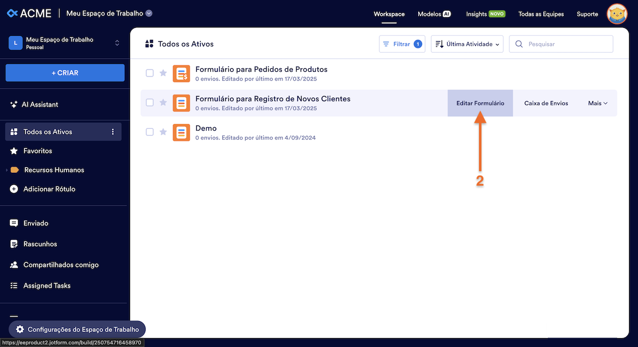 Compartilhando um Formulário como Colaborador - 2