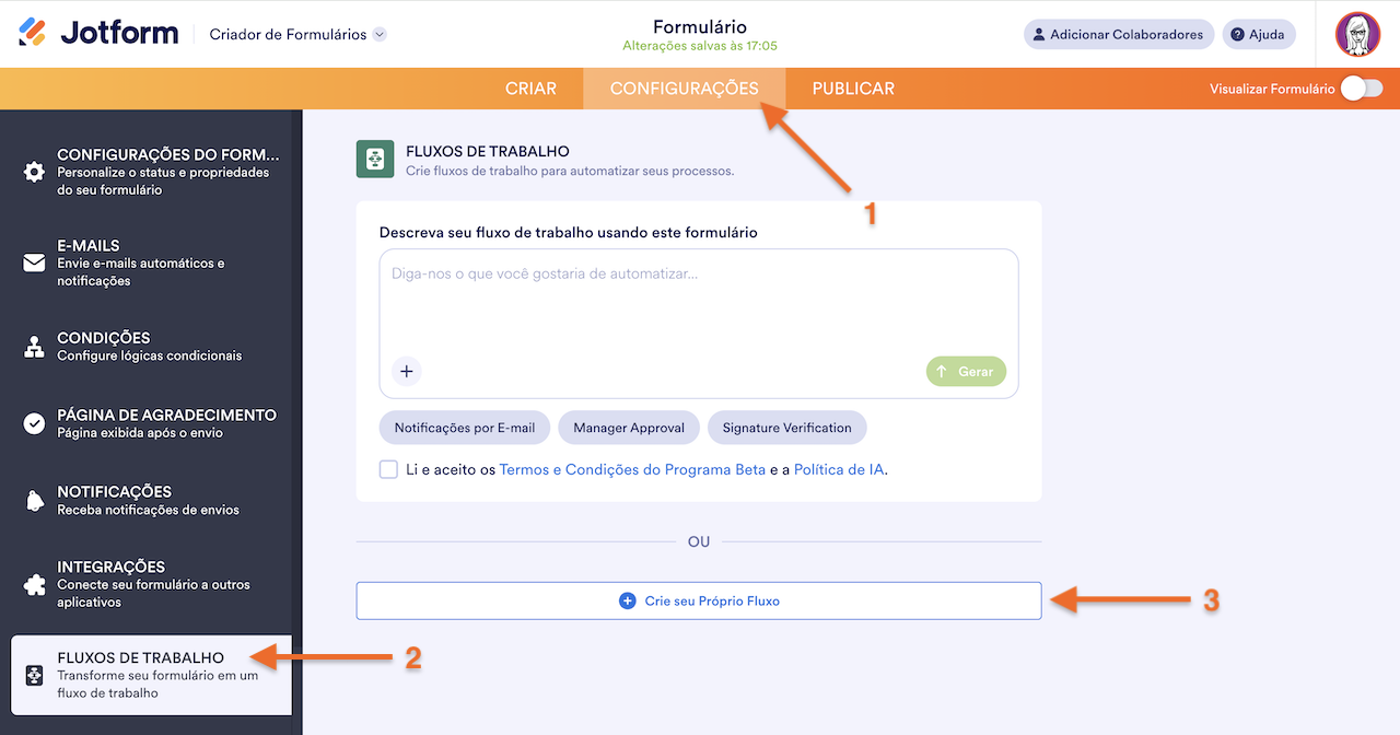 Criando um Fluxo de Trabalho no Criador de Formulários - 1