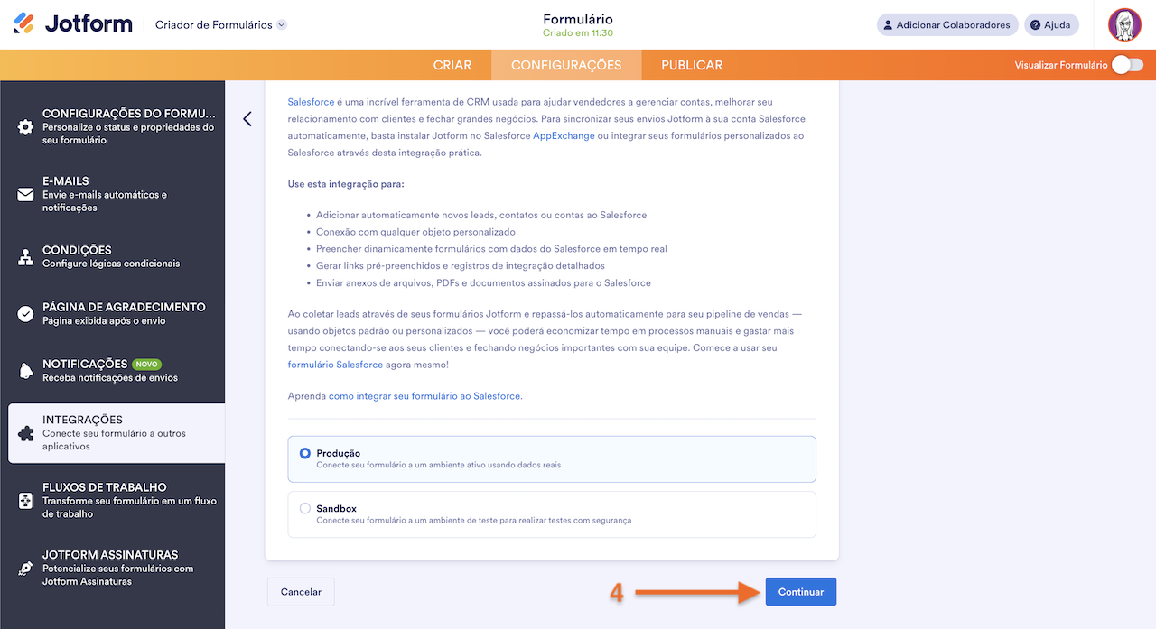 Autenticando integração ao Salesforce