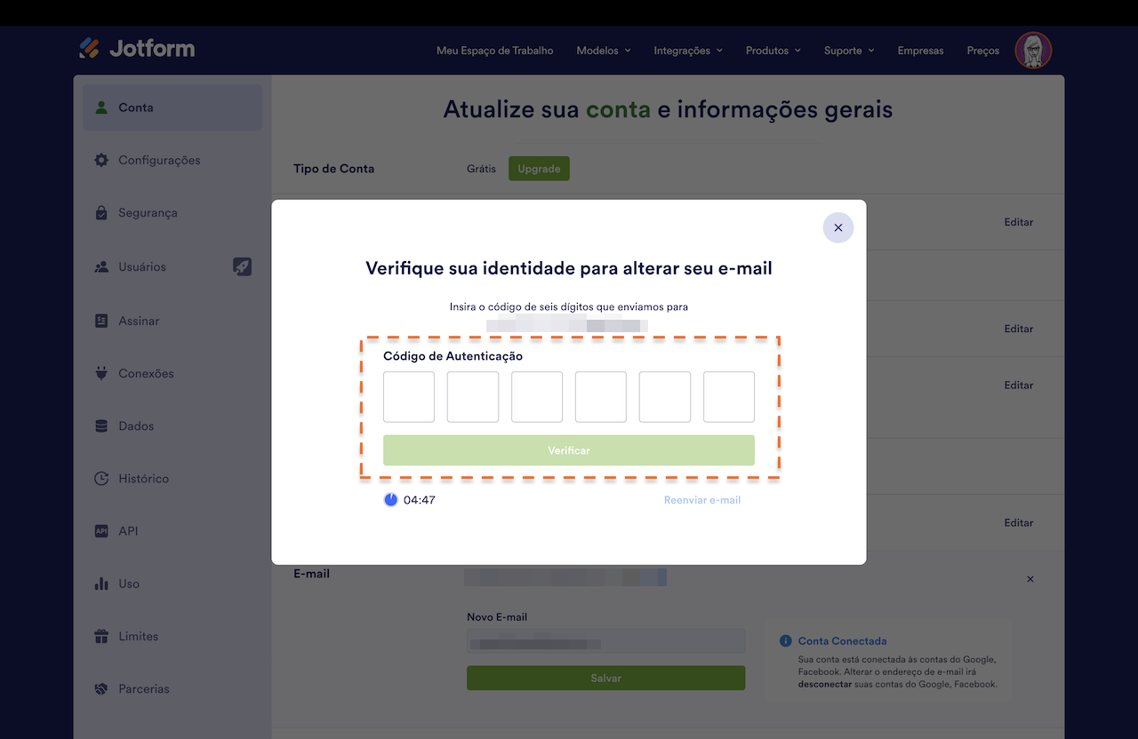 Processo de verificação do e-mail - 1