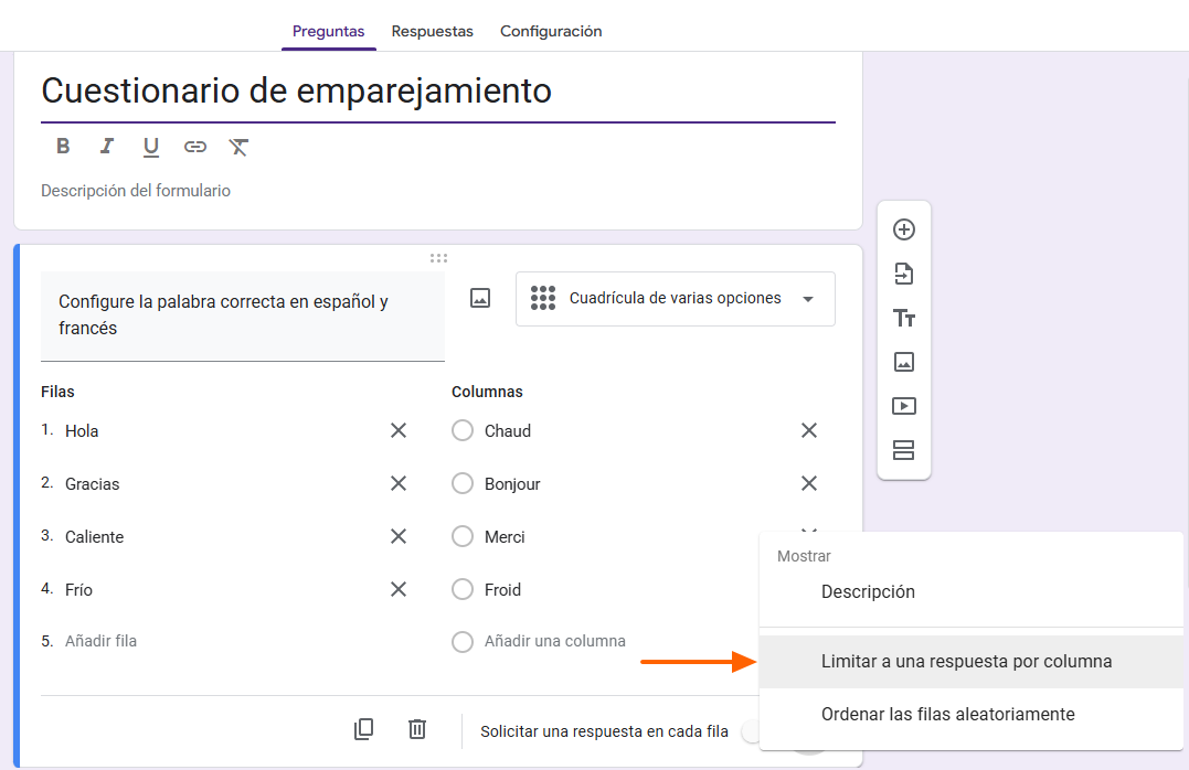 Cómo crear una pregunta de emparejamiento en Google Forms Image-5