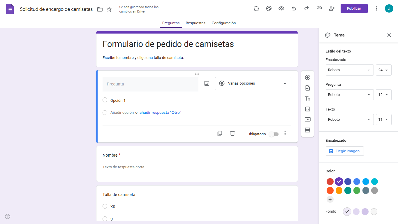 Cómo hacer un formulario de pedido de camisetas en Google Forms Image-3