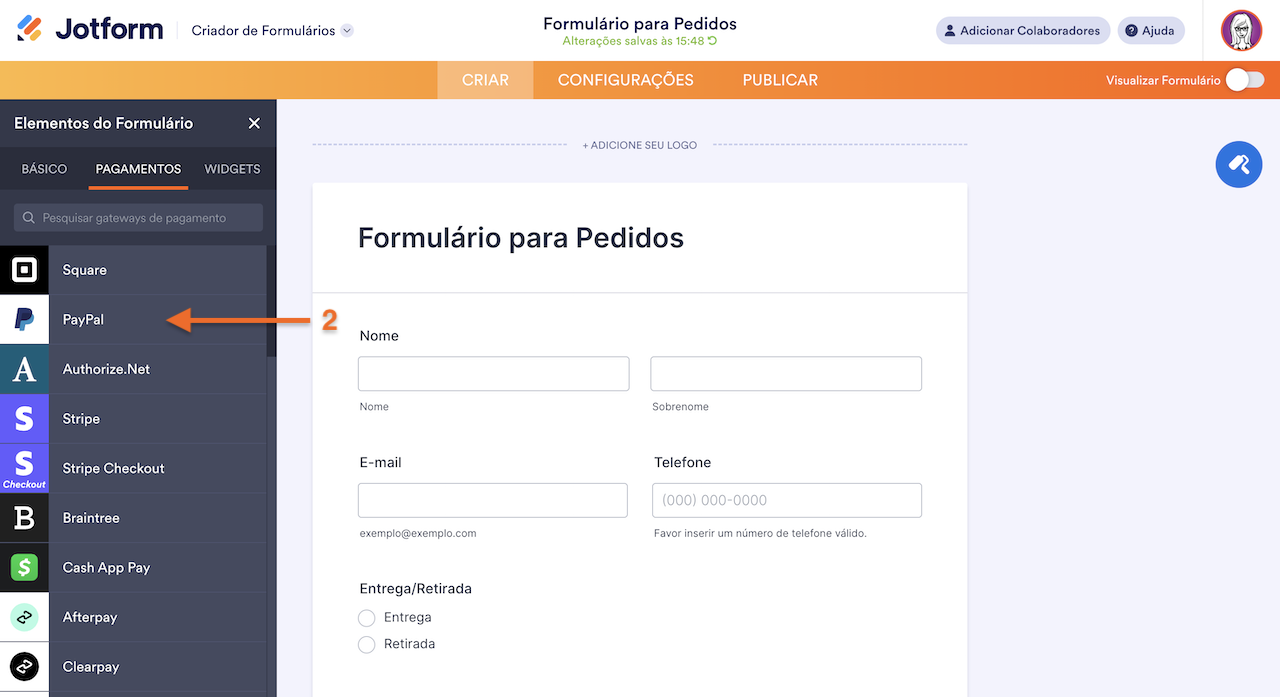 Adicionando o PayPal ao seu formulário