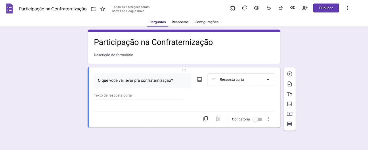 Lista de Participação em Evento no Formulários Google