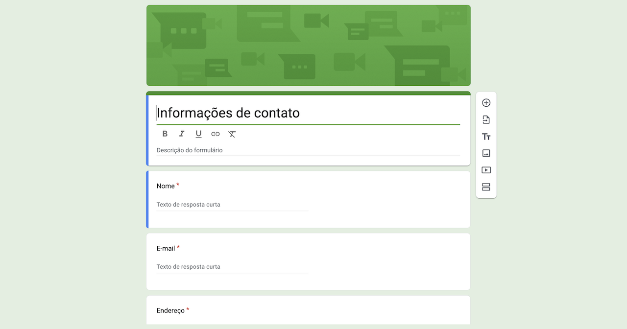 Formulário de Informações de Contato