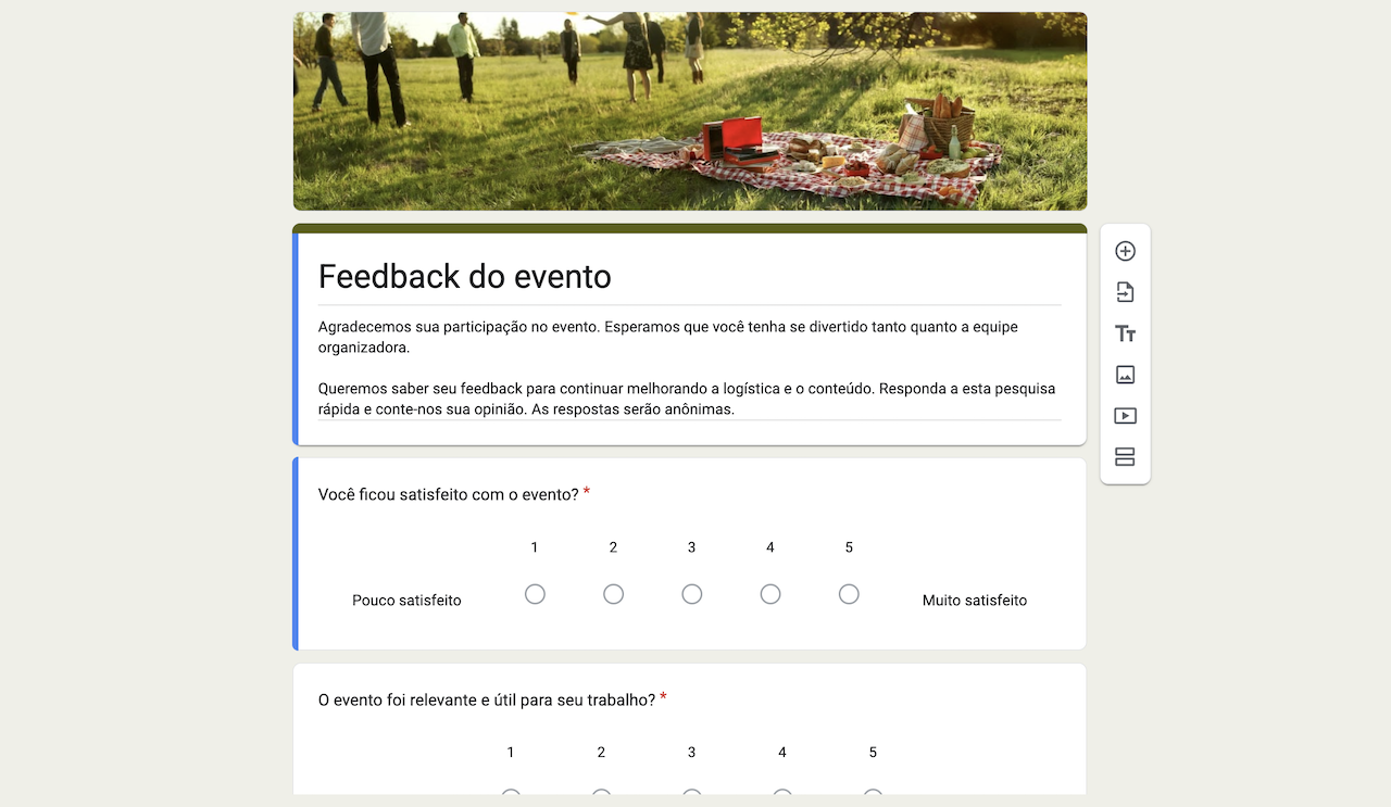 Formulário de Feedback do Evento