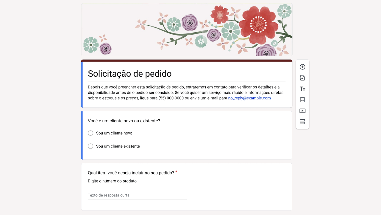 Formulário para Solicitação de Pedido