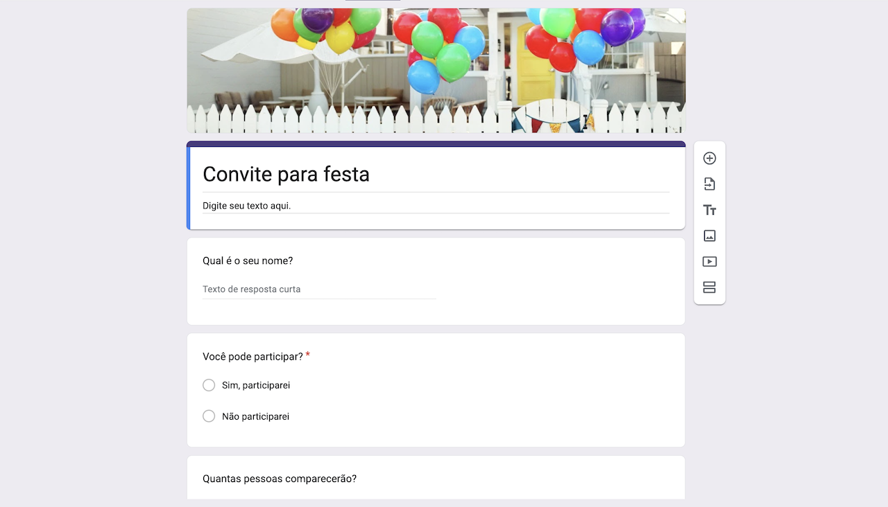 Formulário de Convite para Festa