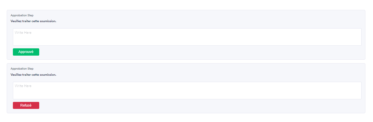 Capture d'écran de la page d'action des approbateurs dans Jotform