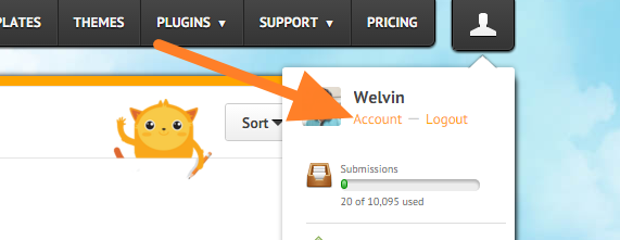 Capture d'écran de Mon Compte avec une flèche pointant vers l'icône de profil