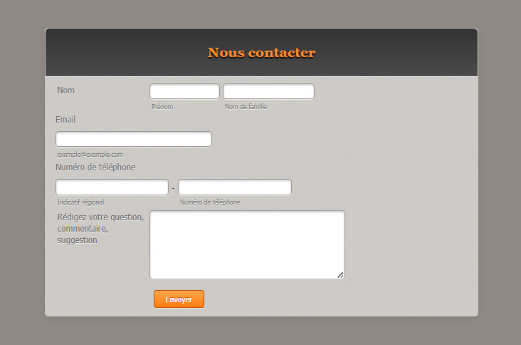 Capture d'écran du même formulaire avec le thème Pastel