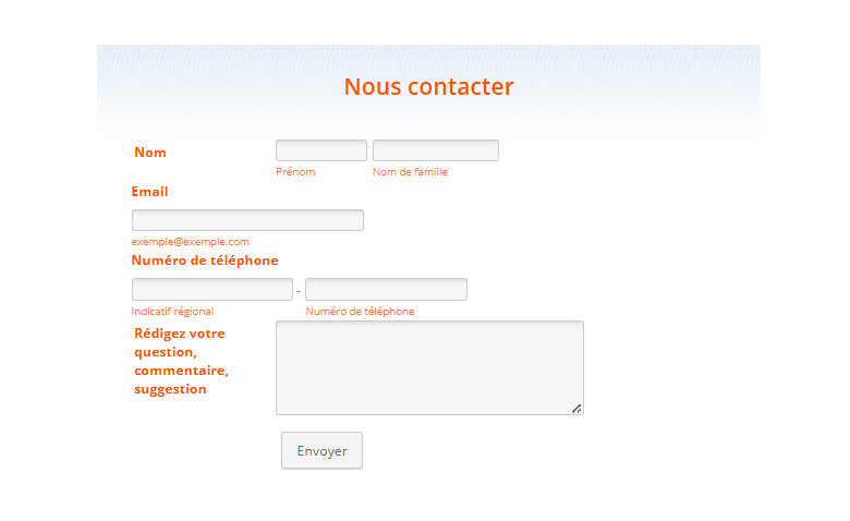 Capture d'écran du même formulaire avec le thème Thème Jot