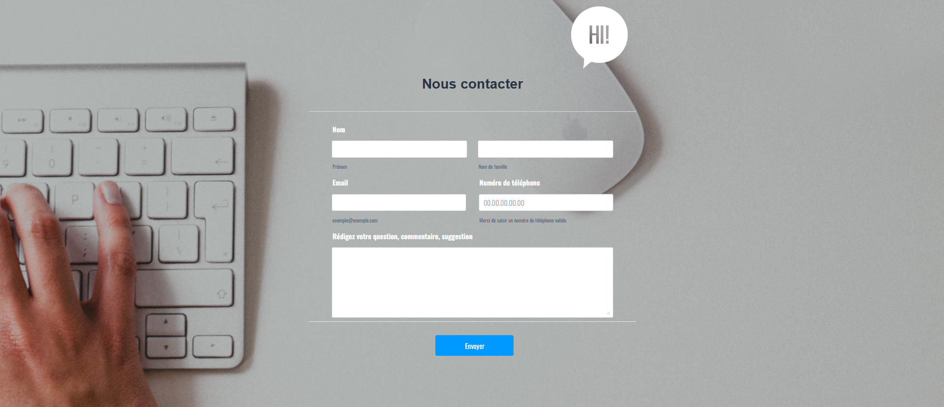 Capture d'écran du même formulaire avec le thème techy