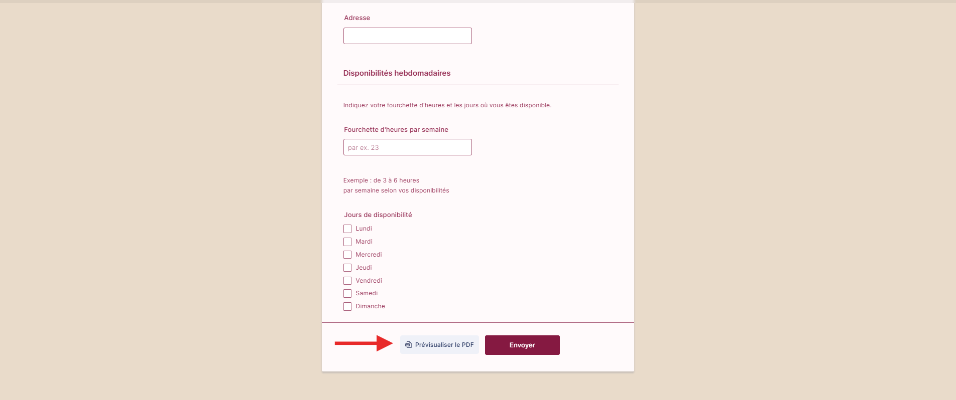 Capture d'écran d'un bouton Prévisualiser le PDF à la fin du formulaire PDF interactif Jotform