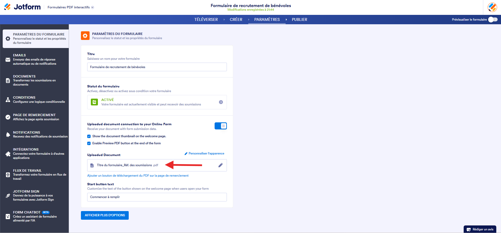 Comment paramétrer la connexion entre le formulaire PDF d'origine et le formulaire PDF interactif Image-1