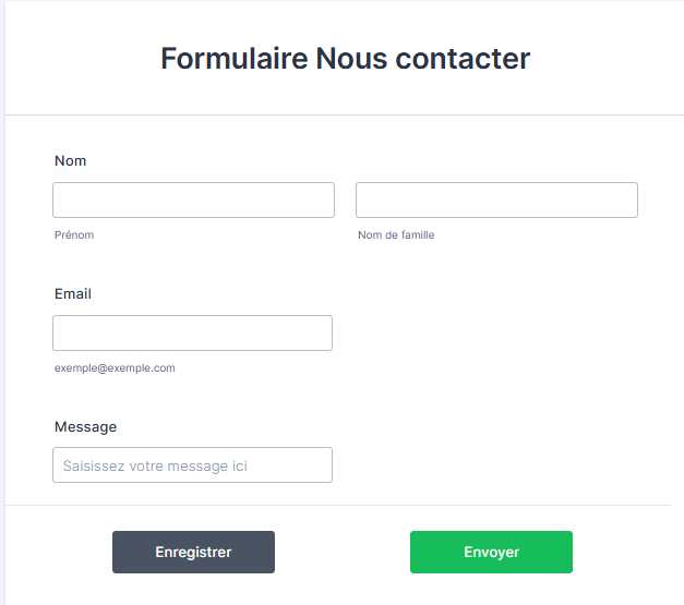 Capture d'écran d'un formulaire Nous contacter créé à l'aide du Générateur de formulaires Jotform avec les espacements par défaut