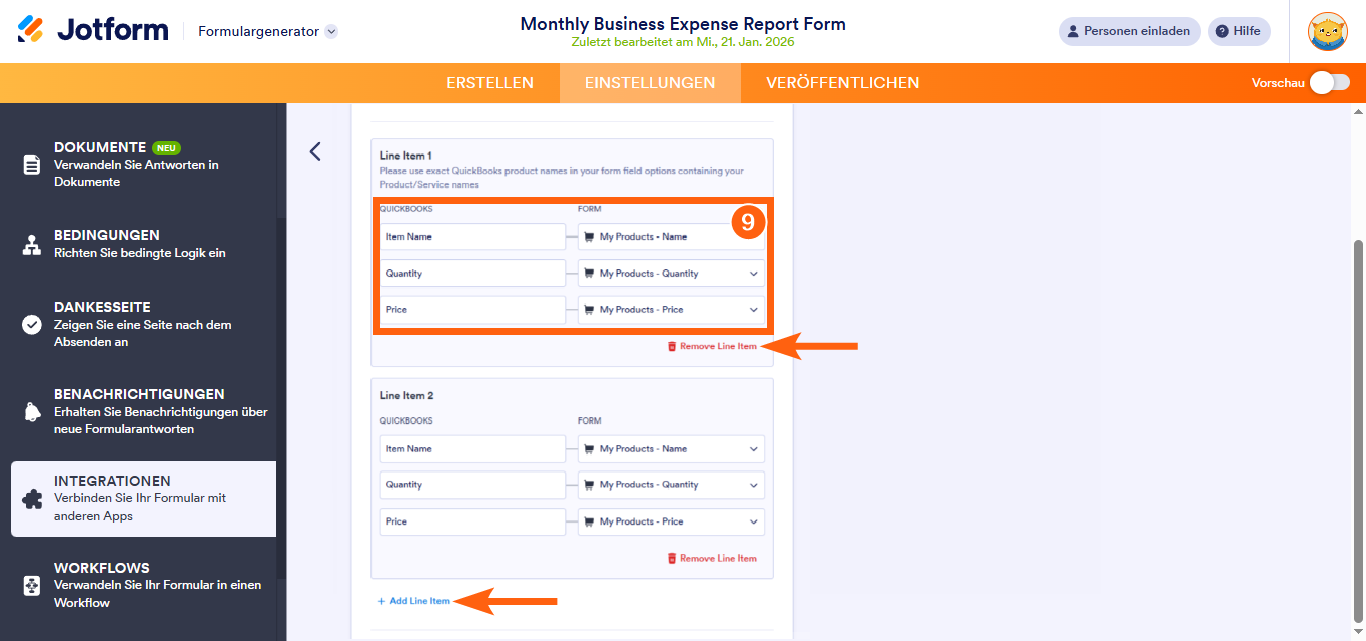 Wie Sie eine Rechnung mit der QuickBooks-Integration von Jotform erstellen Image-7