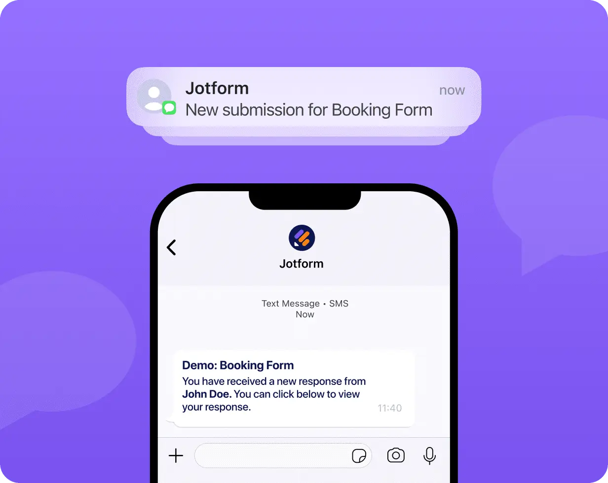 User Interface of Jotform Form Notifications on a phone