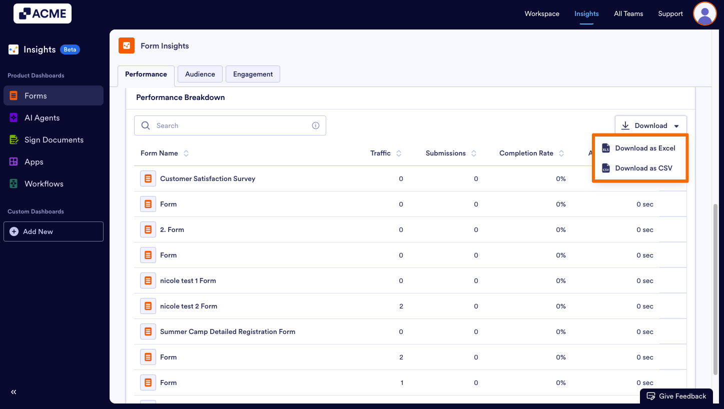 How to Download Form Metrics as Excel or CSV from Insights? Image-4