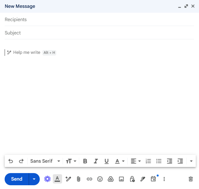 Viewing an empty draft on Gmail
