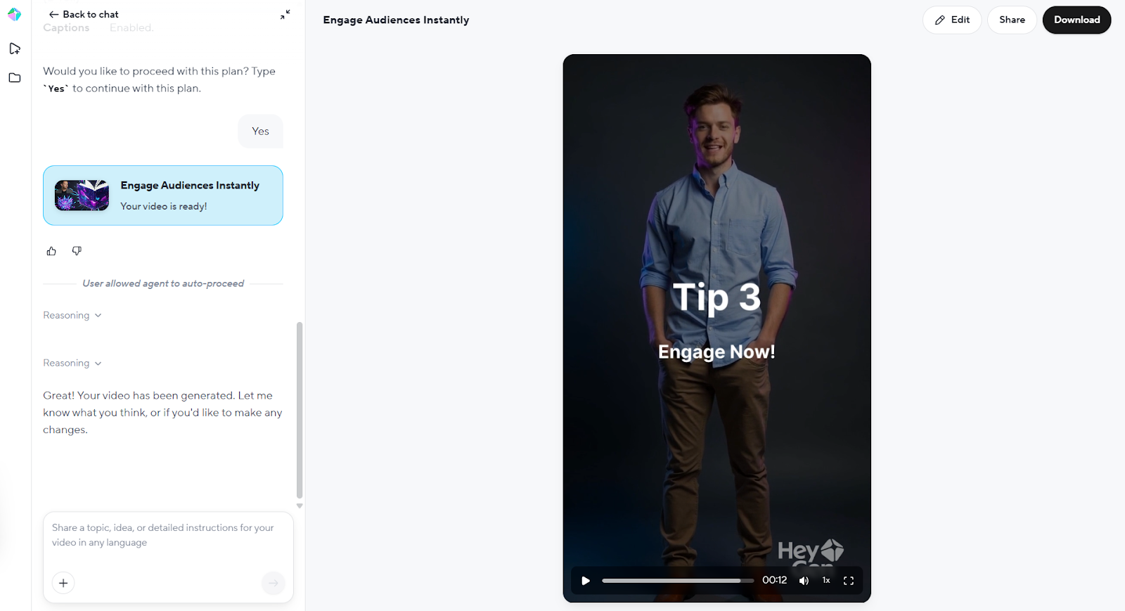 User Interface of HeyGen
