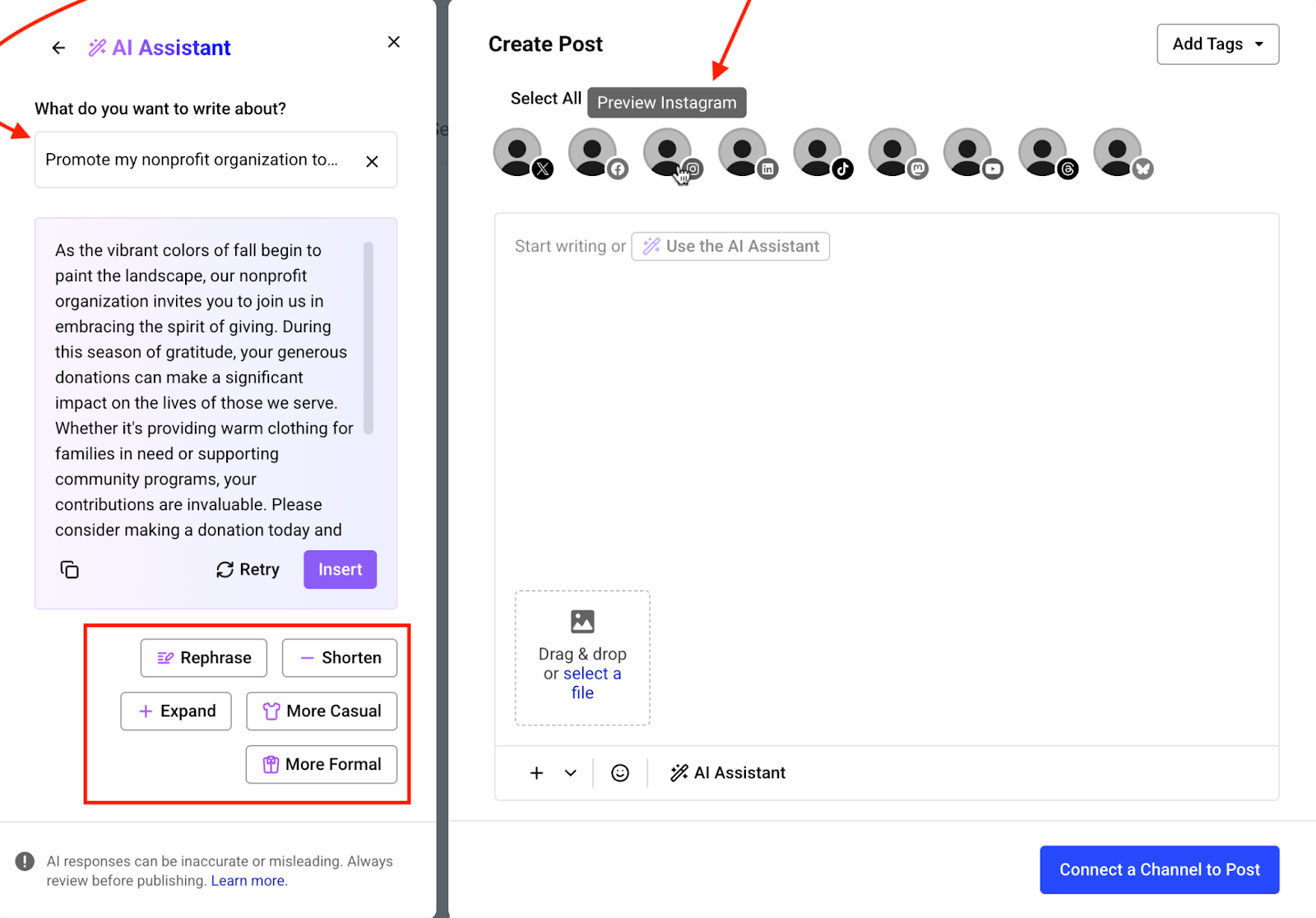 Buffer AI Assistant Post Editor Options
