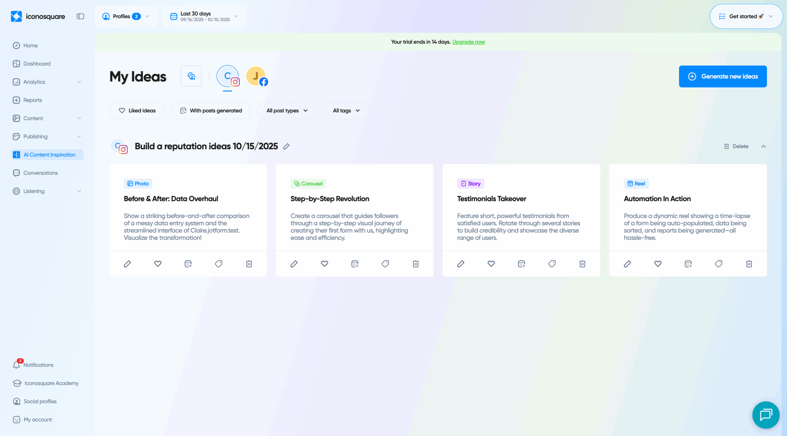 Iconosquare Content Calendar