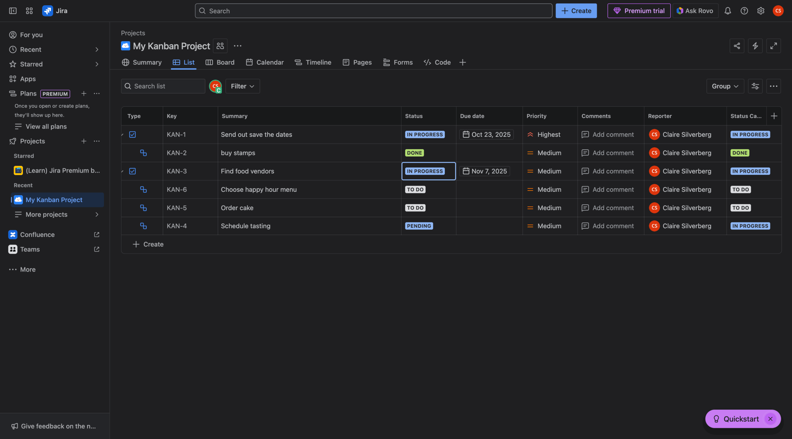 Jira Kanban Project Task List