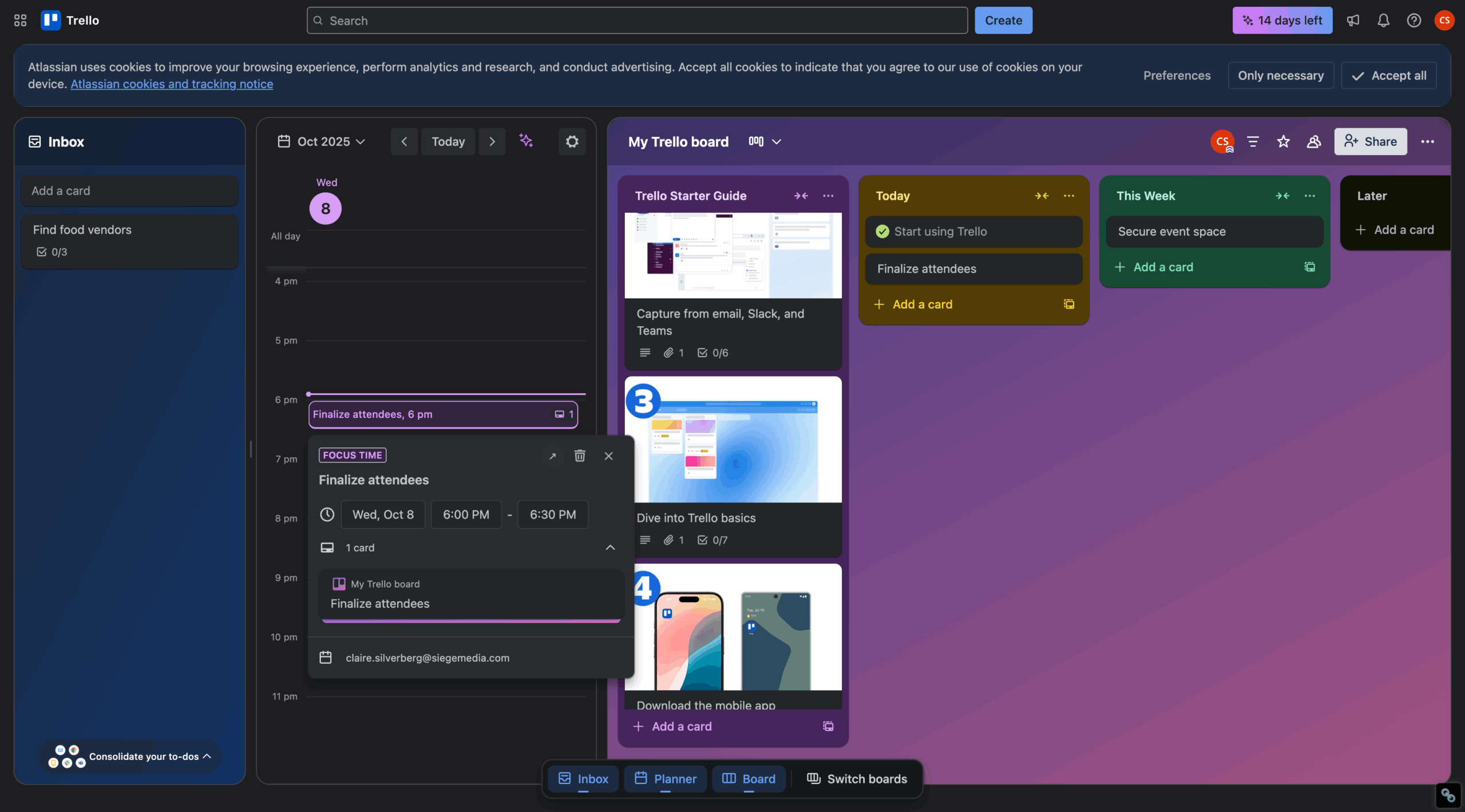 Trello Board and Calendar Task Creation
