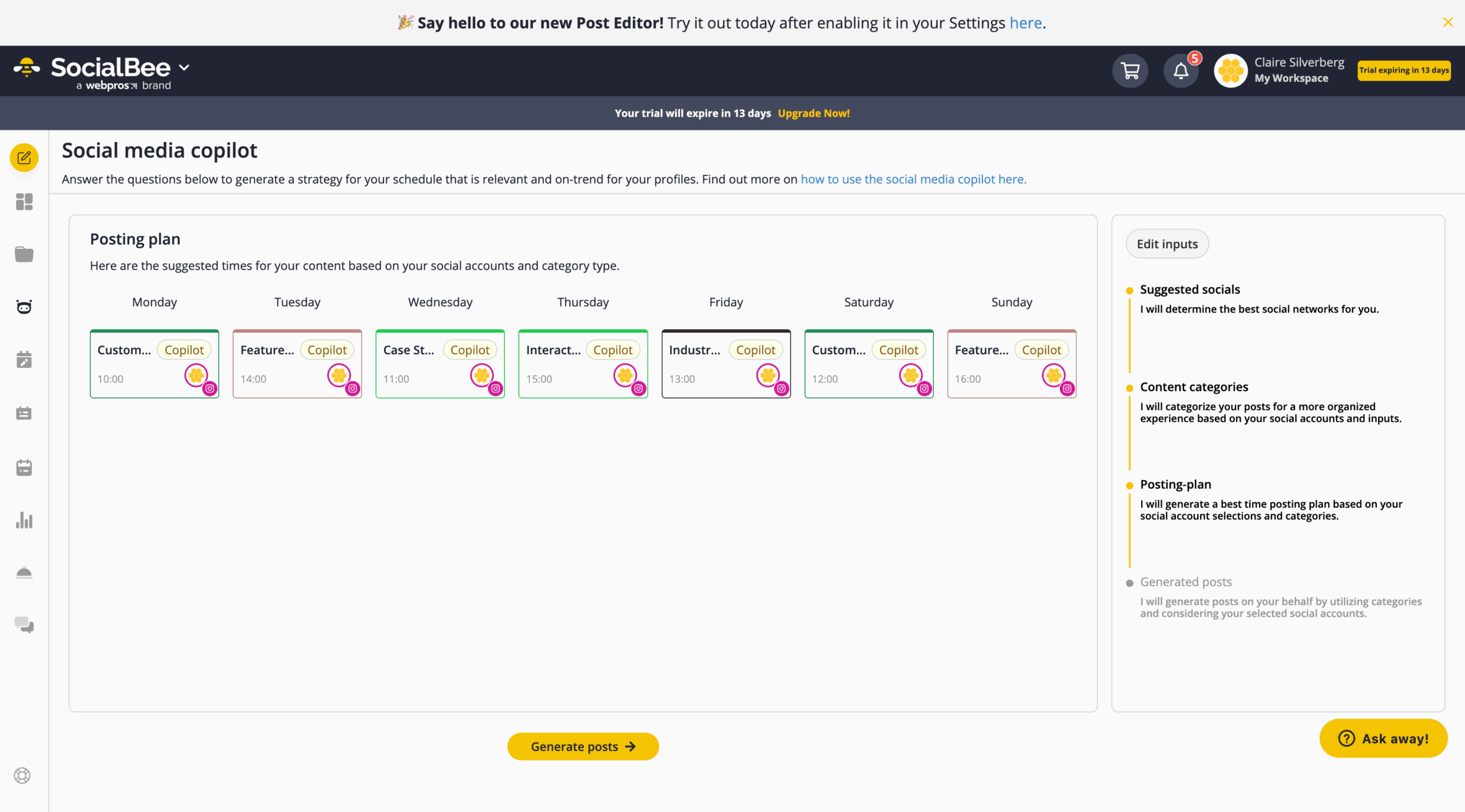 SocialBee Content Calendar