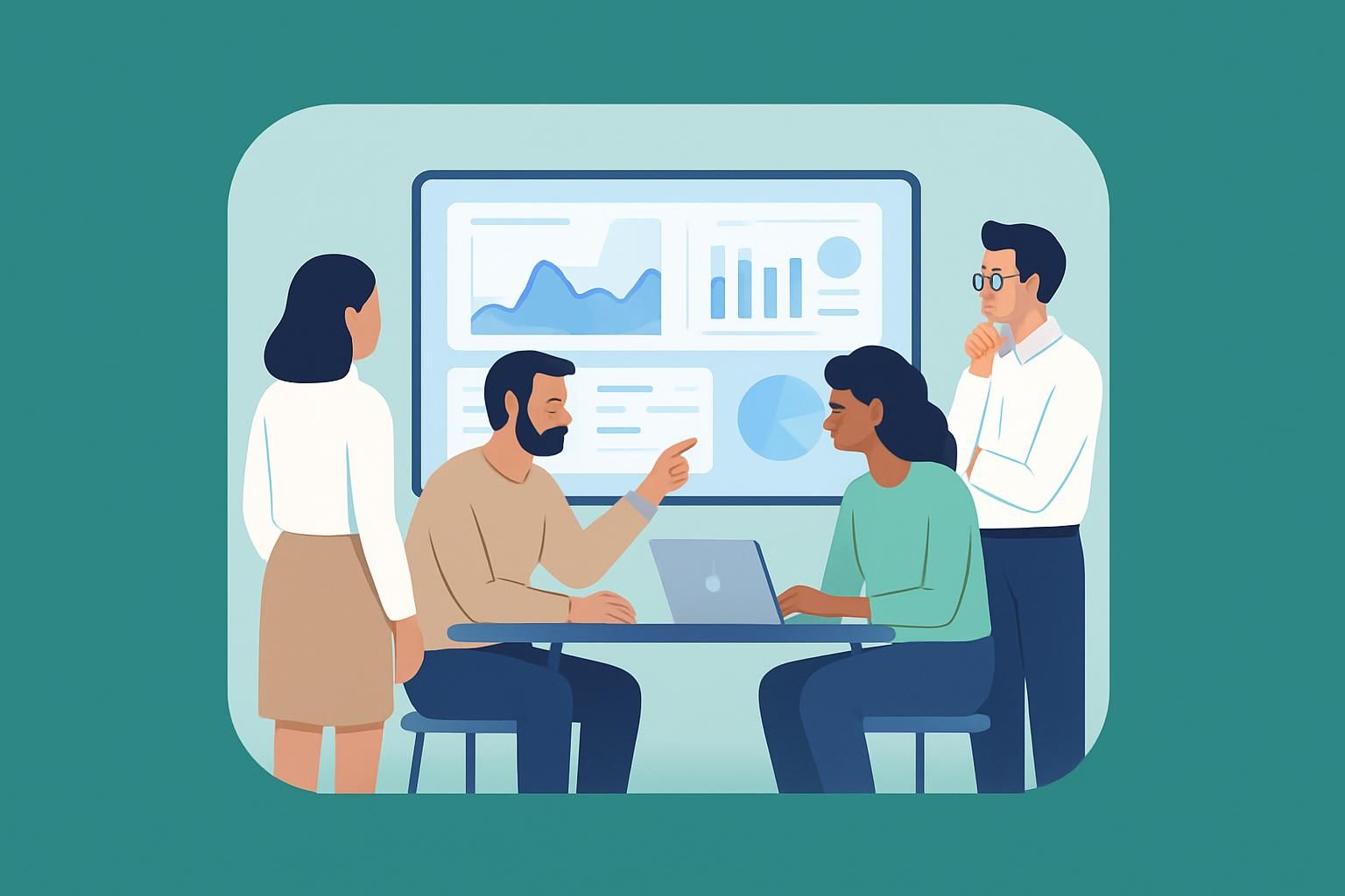 A happy employee in a work setting.