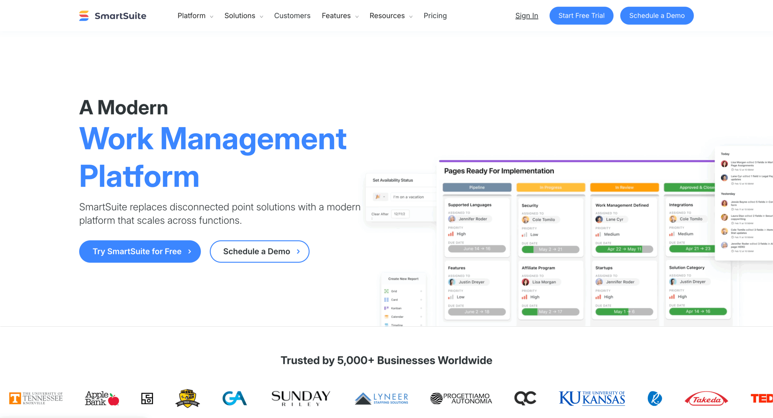 SmartSuite Landing Page