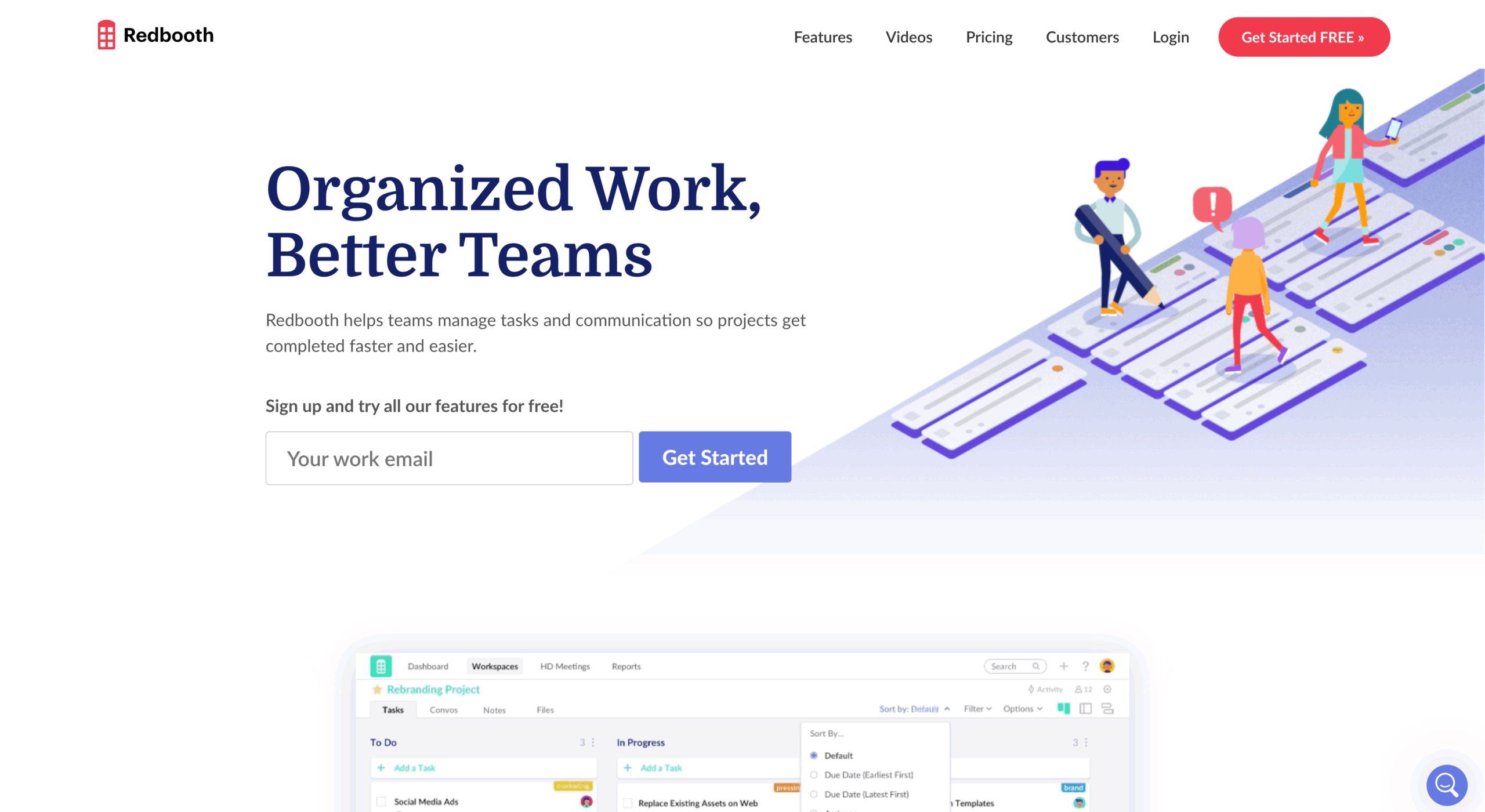 Redbooth Landing Page