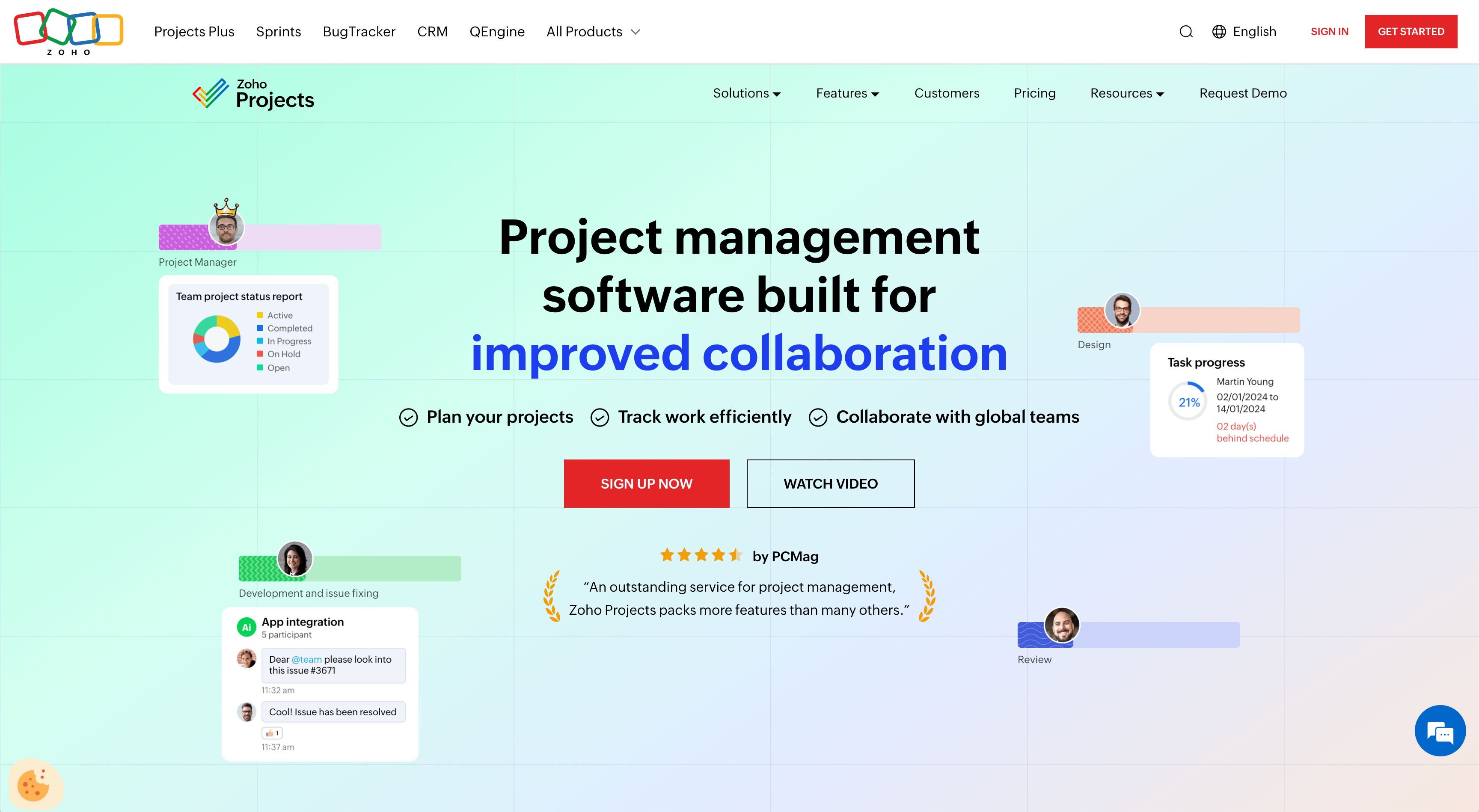 Zoho Projects Landing Page