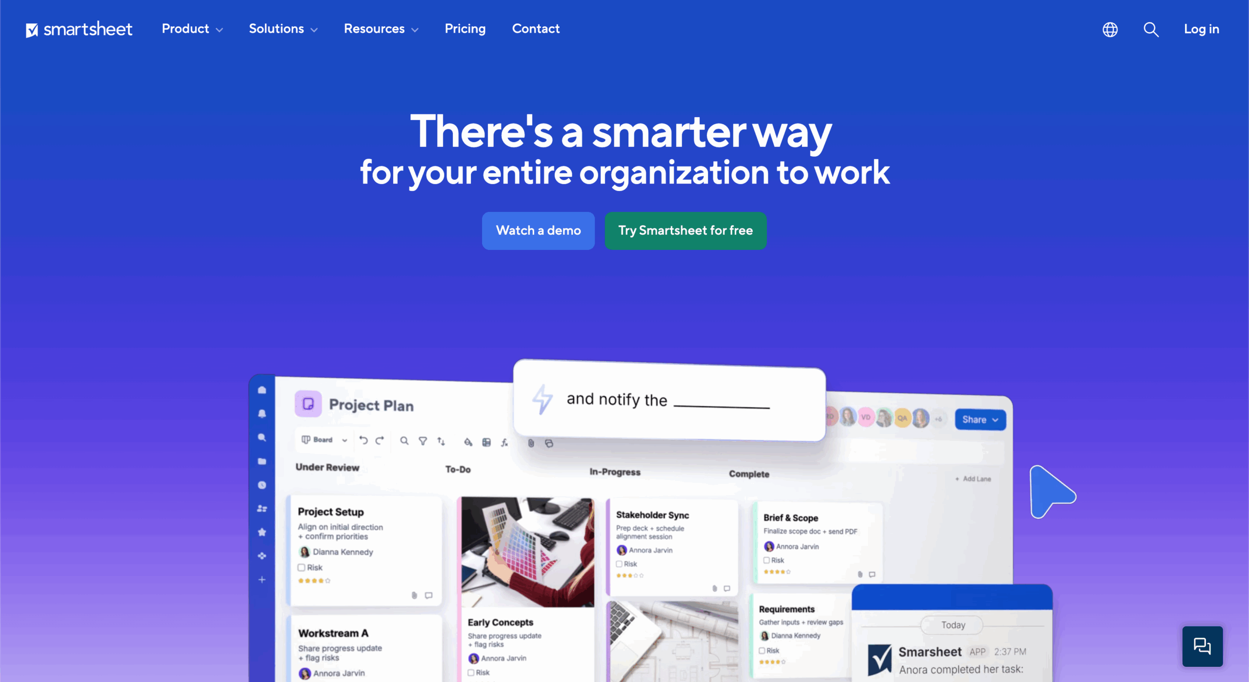 Smartsheet Landing Page