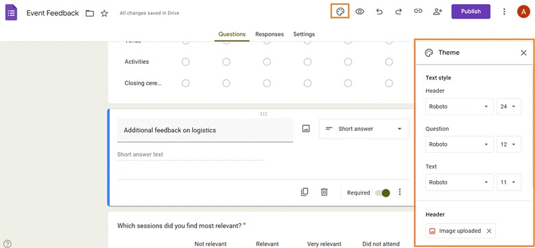Google Forms Form Theme Customization Options