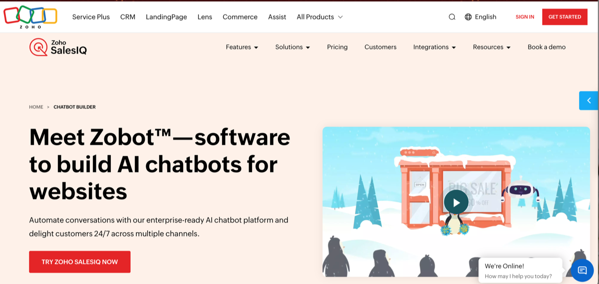 ZohoSalesIQ Landing Page