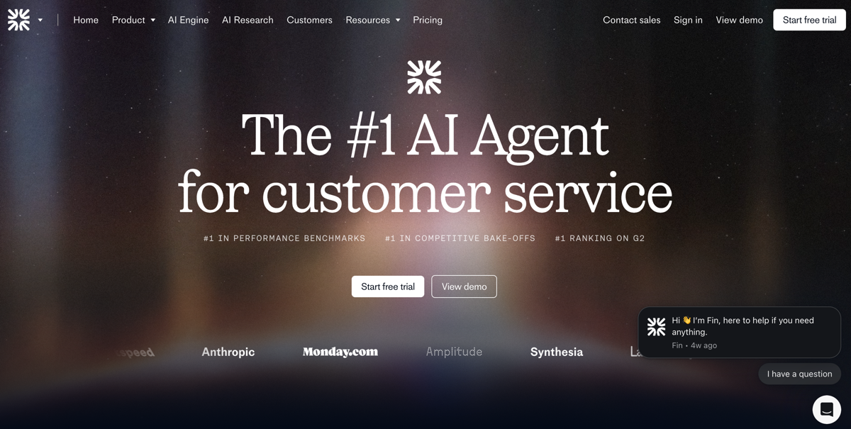 Intercom Fin Landing Page