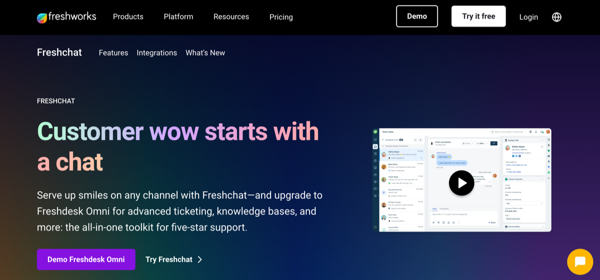 Freshworks Freshchat Landing Page