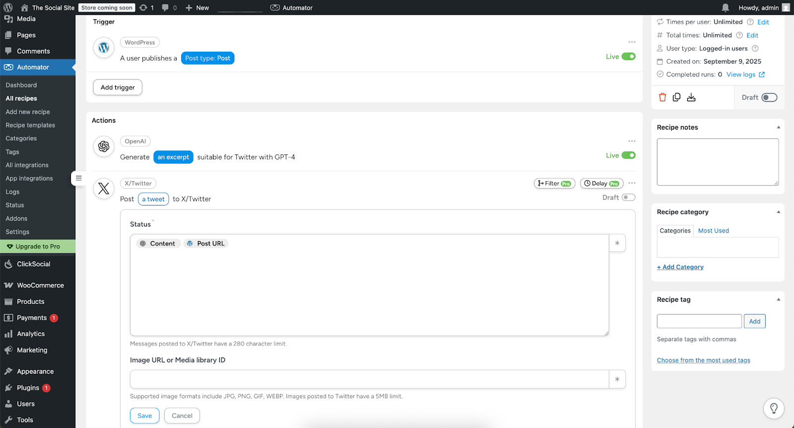 Screenshot of the Uncanny Automator interface, featuring Trigger and Actions windows