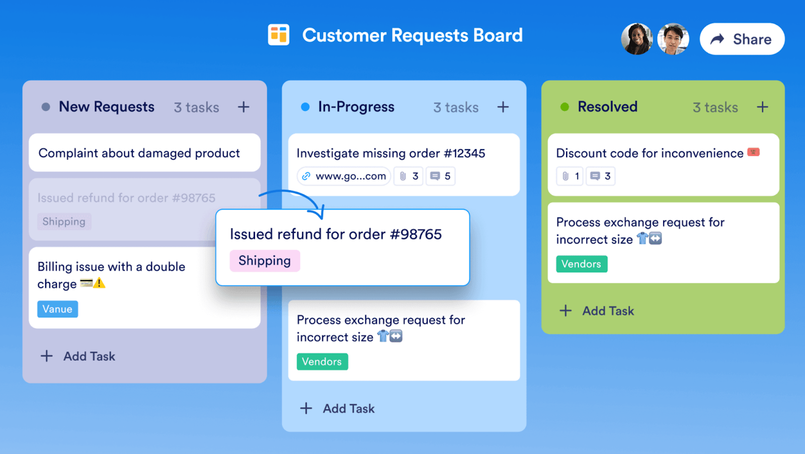 Jotform Boards Customer Request Board