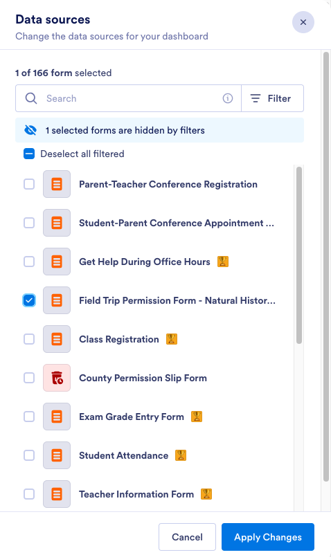 Viewing the Data sources