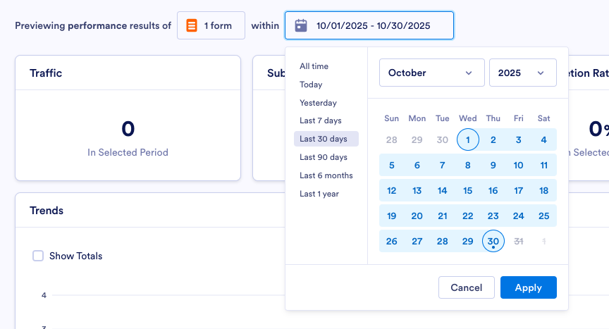 Setting the data for the preview of the performance results